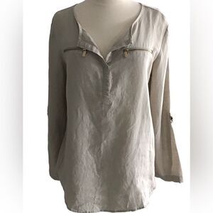 Ellen Tracy 100% Linen Tunic Top